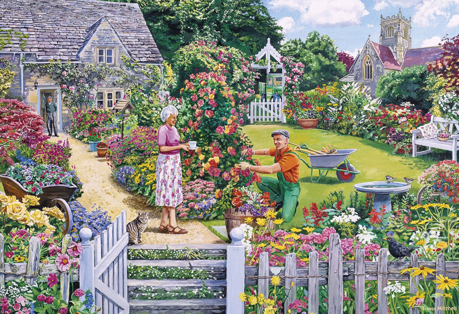 Puzzle 4 x 500 el. Ogrodnik