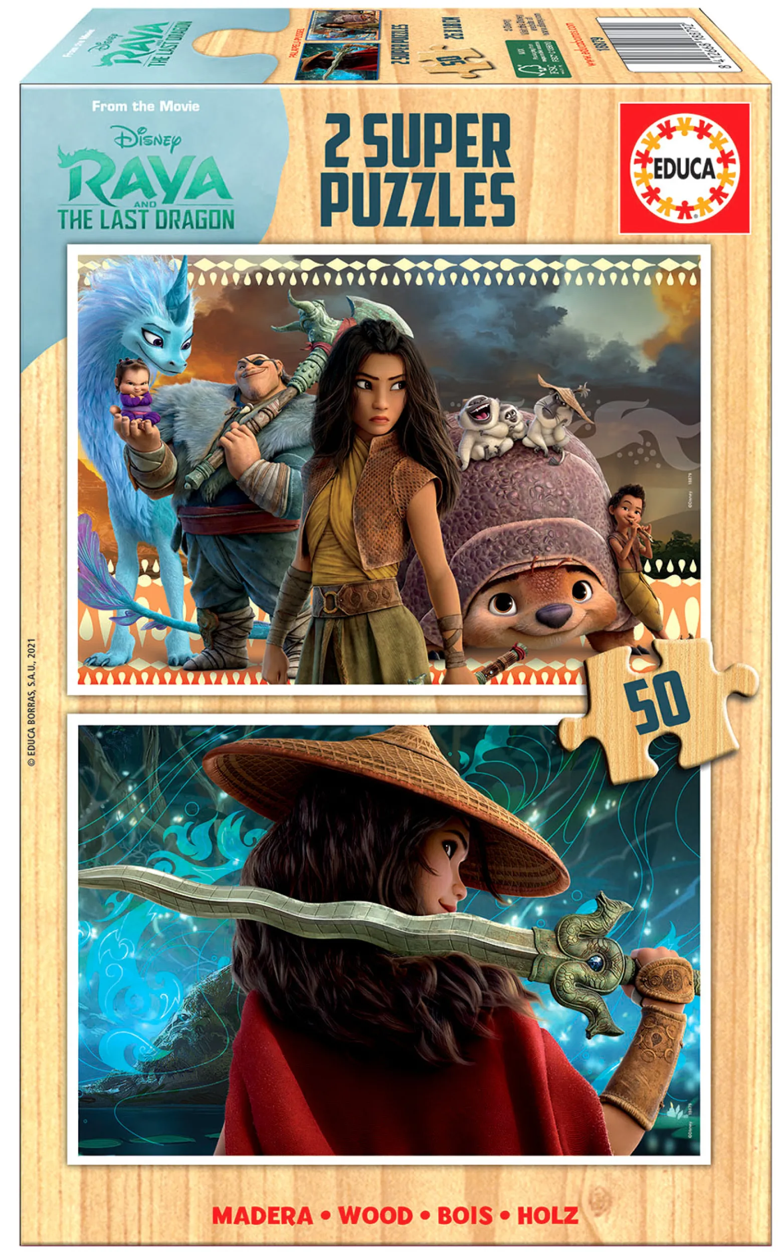 Puzzle 2 x 50 el. Raya i ostatni smok (drewniane)
