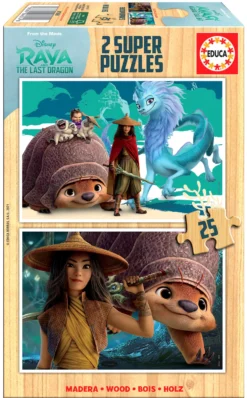 Puzzle 2 x 25 el. Raya i ostatni smok (drewniane)