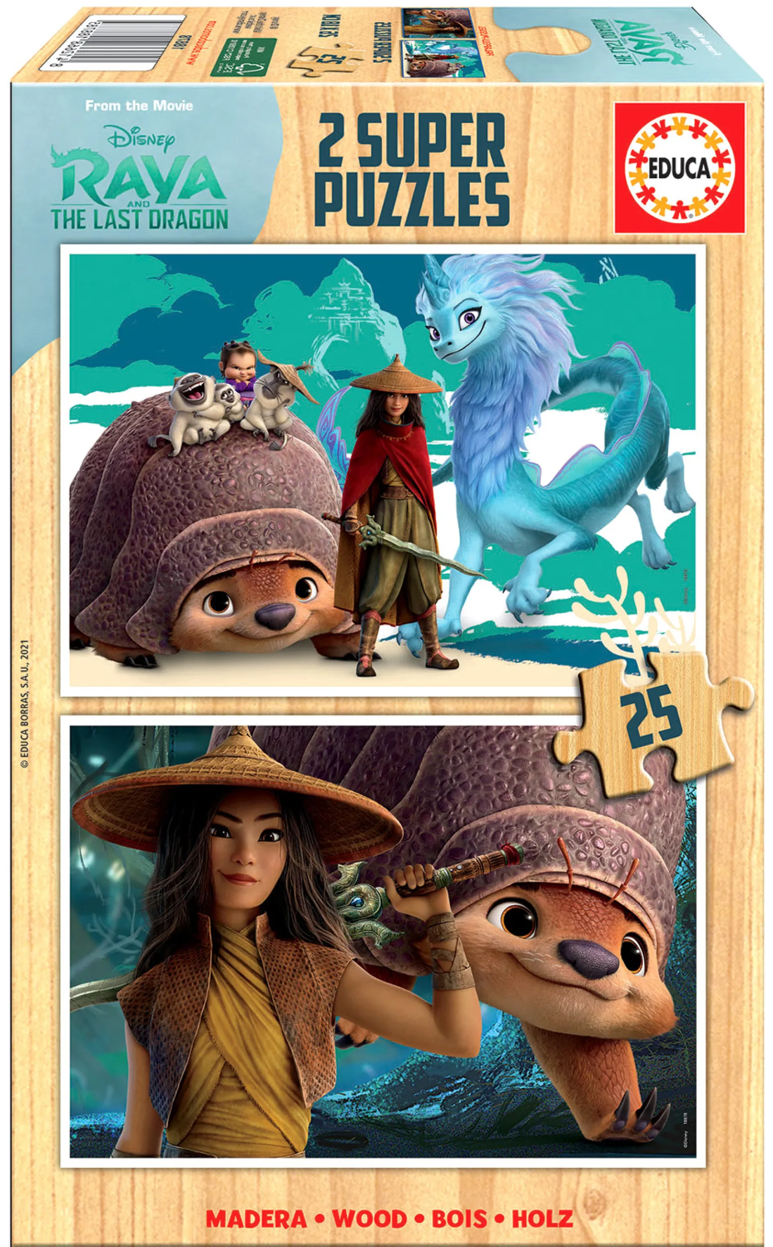 Puzzle 2 x 25 el. Raya i ostatni smok (drewniane)