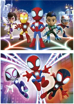 Puzzle 2 x 16 el. Spidey i Super-Kumple (drewniane)