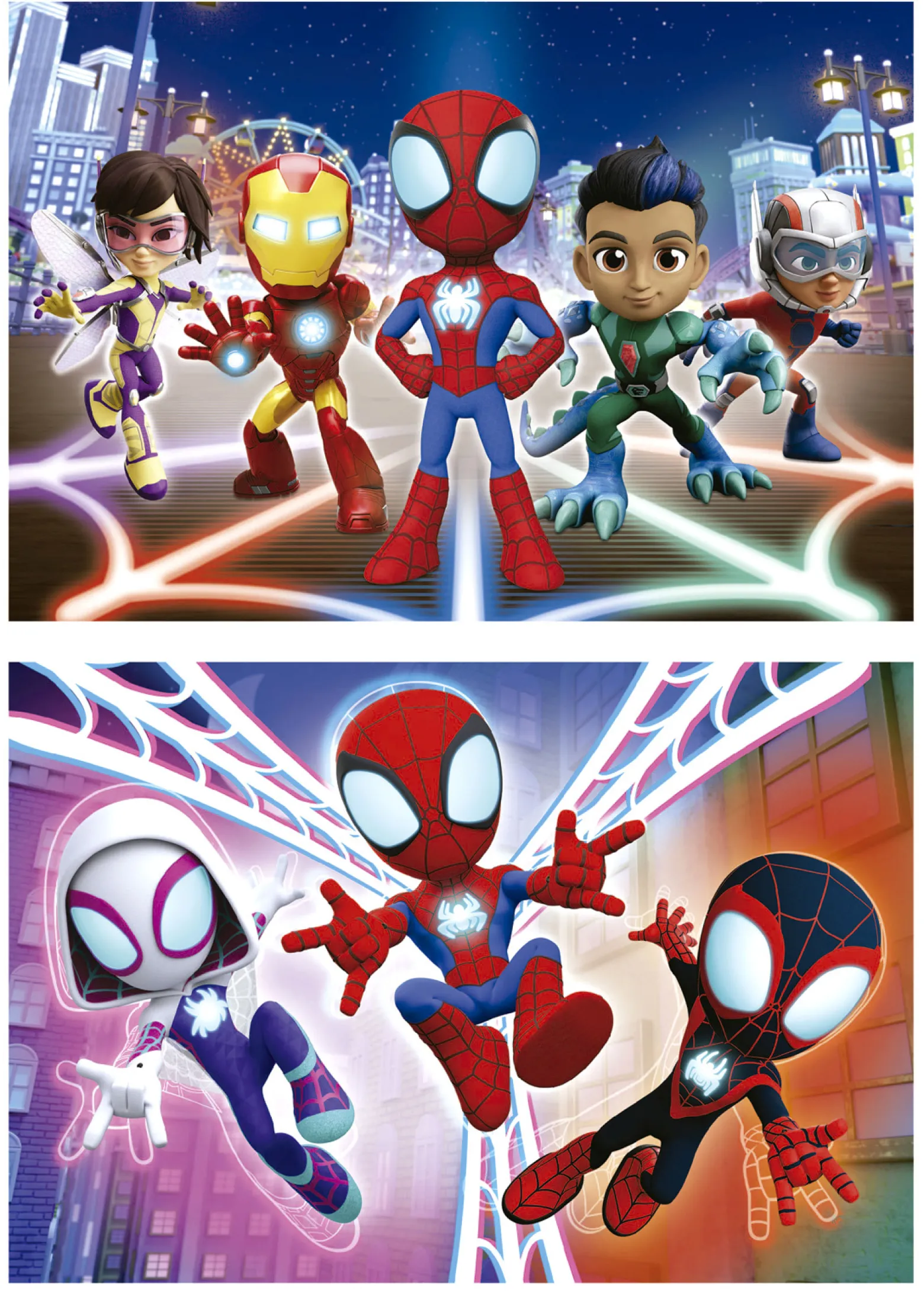 Puzzle 2 x 16 el. Spidey i Super-Kumple (drewniane)