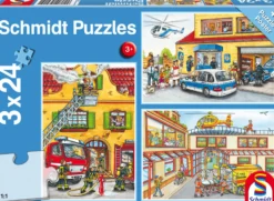 Puzzle 3 x 24 el. Służby ratownicze