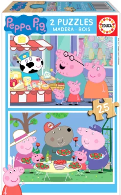 Puzzle 2 x 25 el. Świnka Peppa (drewniane)