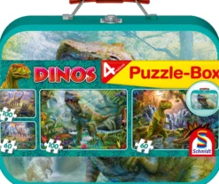 Puzzle 2 x 60 el. + 2 x 100 el. W WALIZCE - Dinozaury