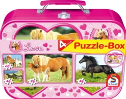 Puzzle 2 x 26 el. + 2 x 48 el. W WALIZCE Love / Konie