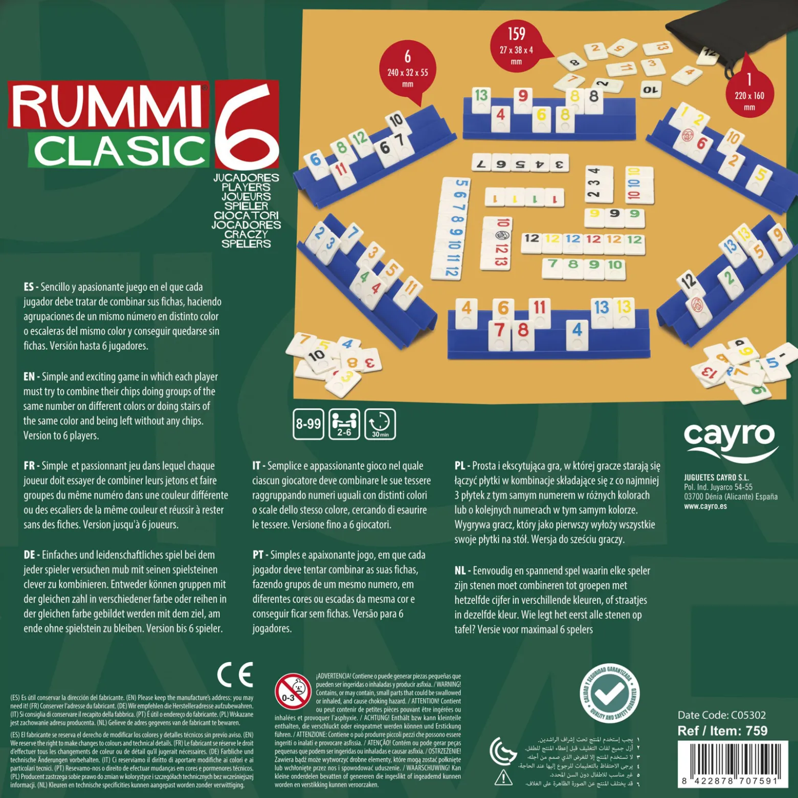 Rummy Classic (wersja dla 6 graczy) w metalowej puszce (759)