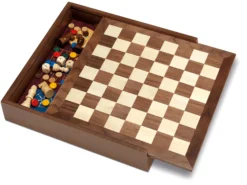 Szachy / Warcaby / Backgammon / Gęś / Chińczyk Deluxe (1615)